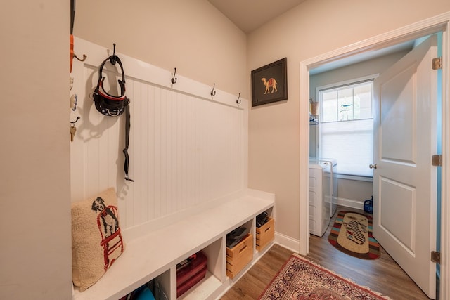56 Highland Pointe Dr, Ellijay, GA 30536 - mudroom with separate washer and dryer and wood finished floors