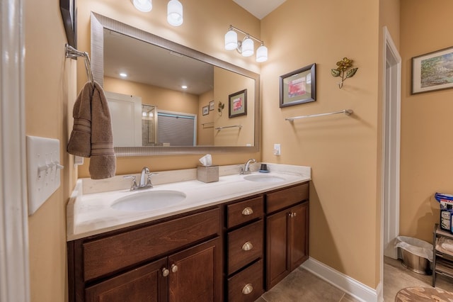 56 Highland Pointe Dr, Ellijay, GA 30536 - bathroom with double vanity and tile patterned floors