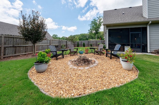 56 Highland Pointe Dr, Ellijay, GA 30536 - fenced backyard with a fire pit