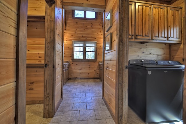 interior space with washer and clothes dryer