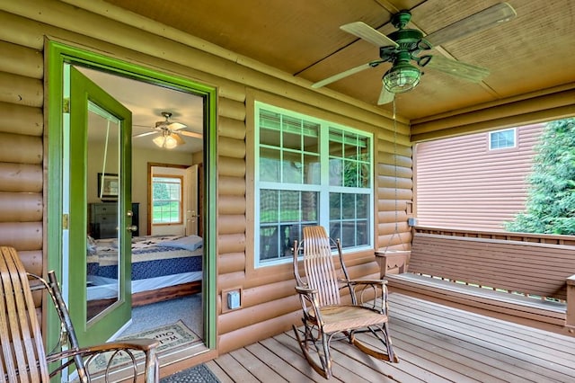 deck featuring ceiling fan