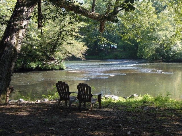 water view with a wooded view