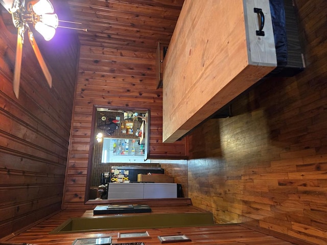 kitchen with wooden walls