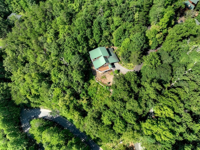 birds eye view of property with a forest view