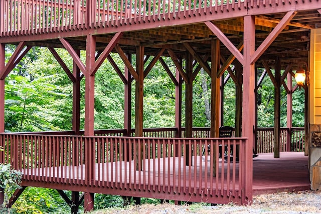 exterior space featuring a wooden deck