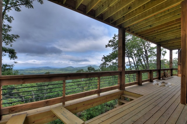 deck featuring a mountain view