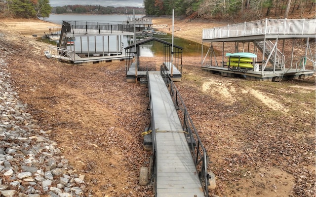 view of dock featuring a water view