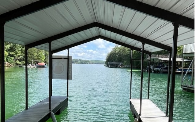 dock area with a water view