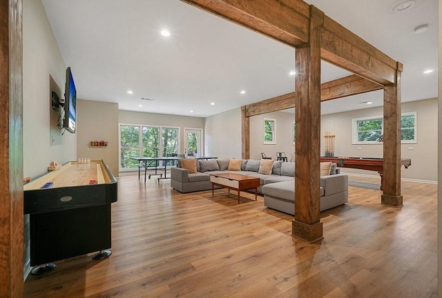 159 Cinnamon Fern Ln, Big Canoe, GA 30143 - living room featuring light wood-type flooring, plenty of natural light, recessed lighting, and baseboards