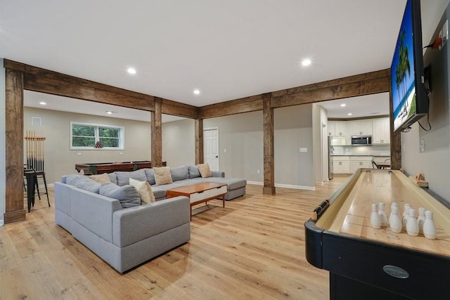 159 Cinnamon Fern Ln, Big Canoe, GA 30143 - living area with light wood finished floors, recessed lighting, billiards table, and baseboards