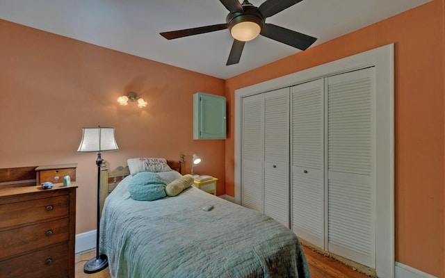 30 Proctor St, Murphy, NC 28906 - bedroom featuring a closet, wood finished floors, and a ceiling fan