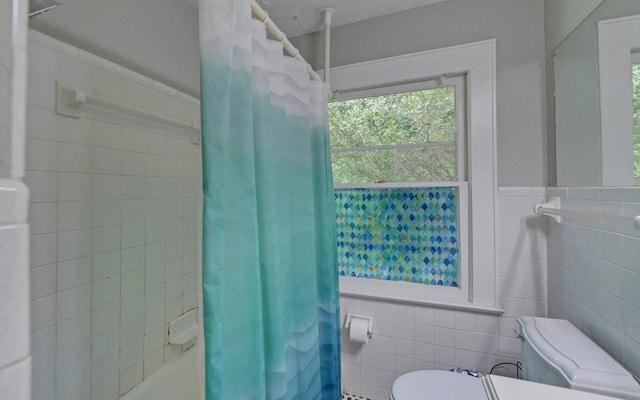 30 Proctor St, Murphy, NC 28906 - full bath with tile walls, shower / tub combo, and a wainscoted wall