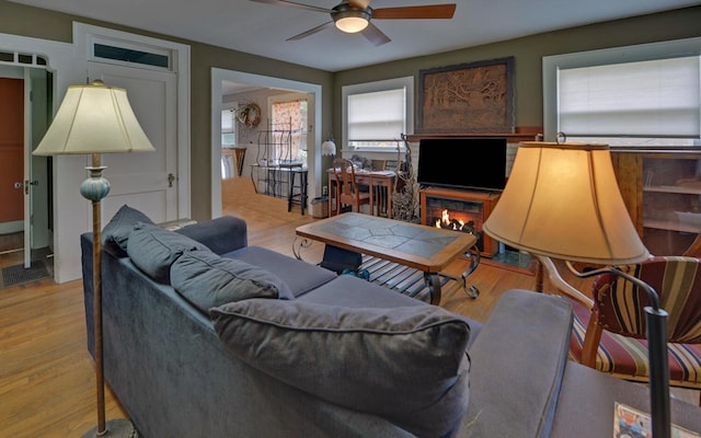 30 Proctor St, Murphy, NC 28906 - living room with a ceiling fan and wood finished floors