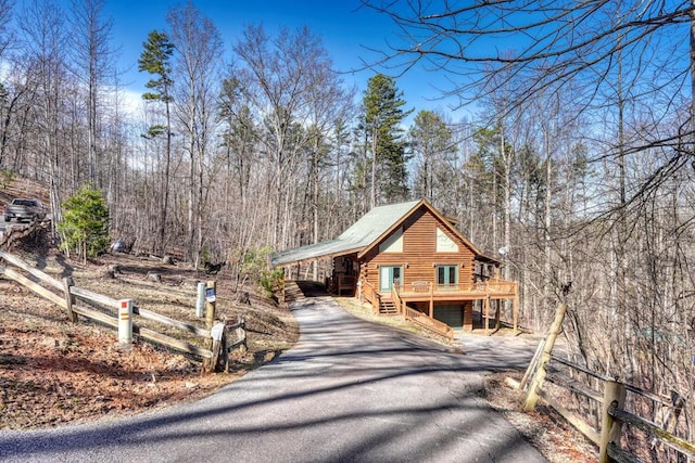 view of front of property with a deck