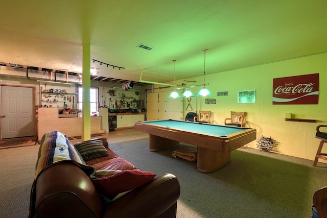 playroom featuring carpet and pool table