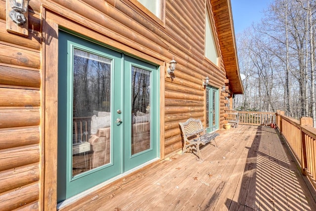 wooden deck with french doors