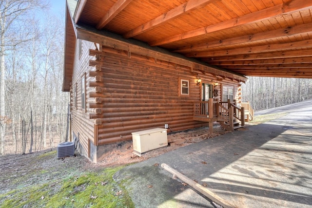 view of home's exterior featuring central air condition unit