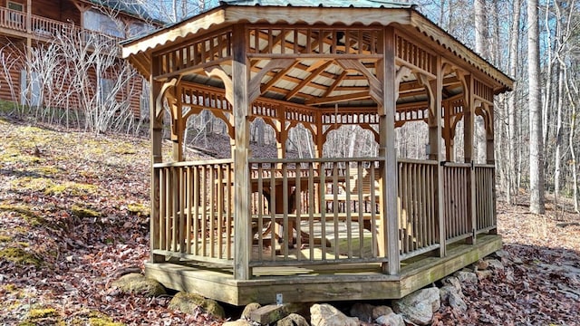 deck featuring a gazebo