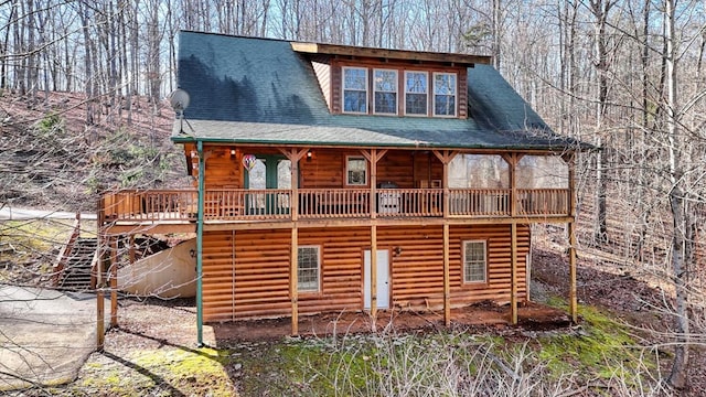 view of front of house with a deck