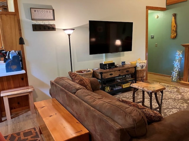 living room with wood finished floors