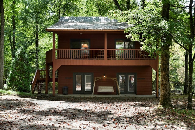 back of property with french doors