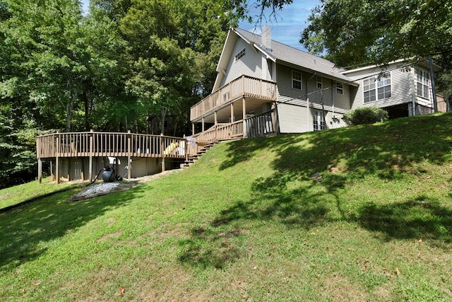 view of yard with a deck