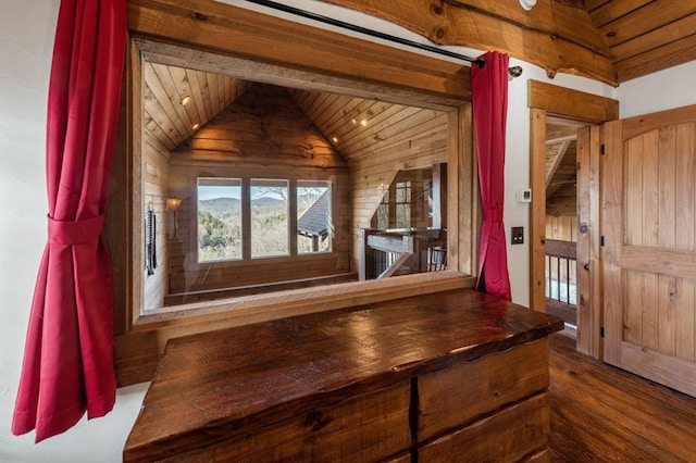 details with wood walls and wood-type flooring