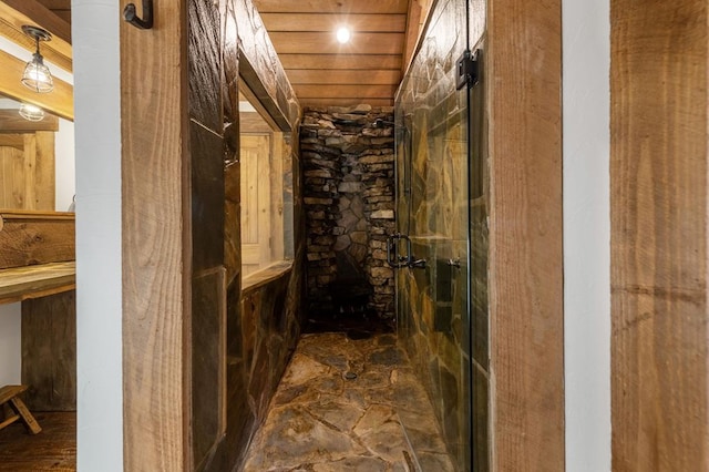 interior space with wood ceiling