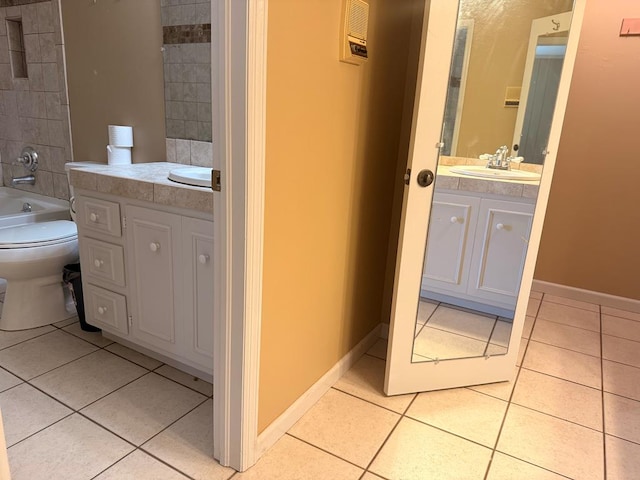 1676 Shoal Creek Rd, Dawsonville, GA 30534 - bathroom featuring tile patterned flooring, toilet, vanity, and baseboards