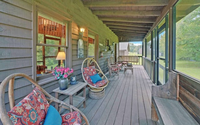 wooden terrace with covered porch