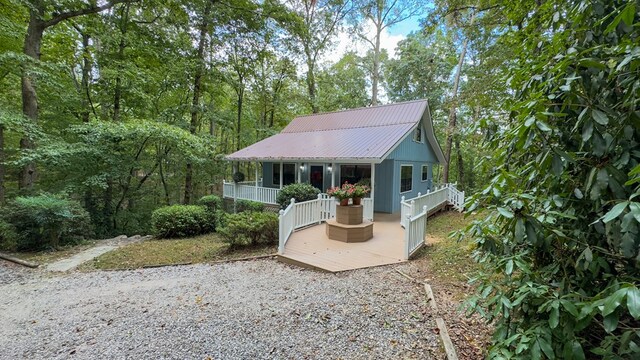 view of front of home with a wooden deck