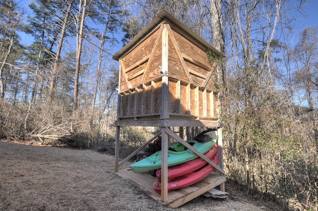 view of outbuilding featuring a playground