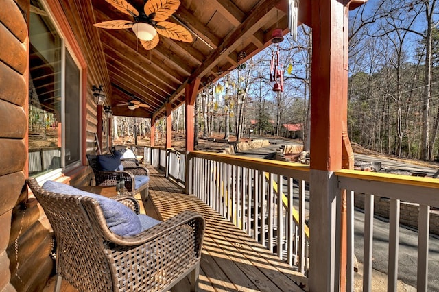 deck featuring ceiling fan