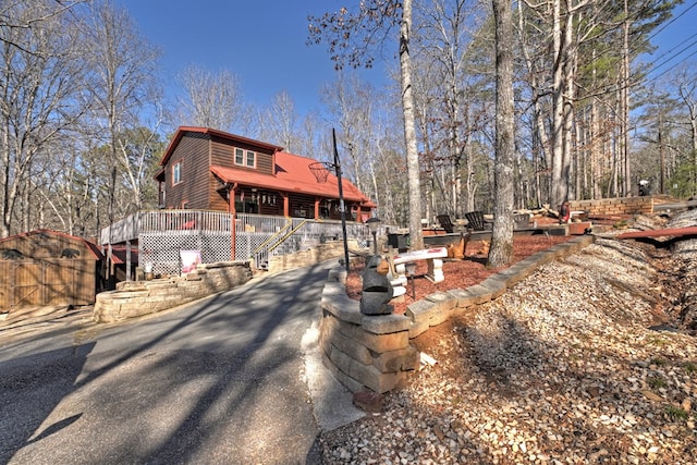 view of front facade with a deck