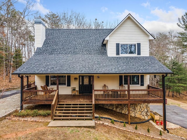 farmhouse with a deck