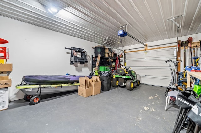 garage with a garage door opener