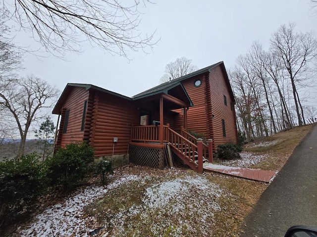 cabin with a porch