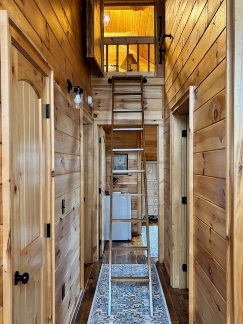 interior space with wooden walls