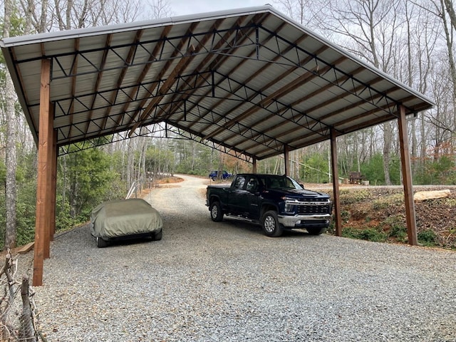 view of car parking featuring a detached carport