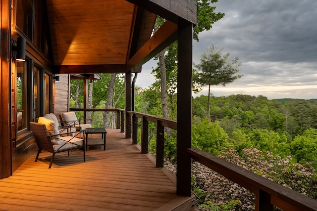 deck with a view of trees