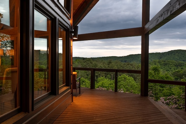 deck with a view of trees