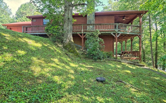 view of yard featuring a deck