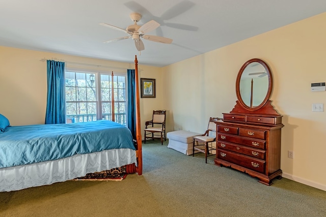 bedroom featuring carpet floors and ceiling fan