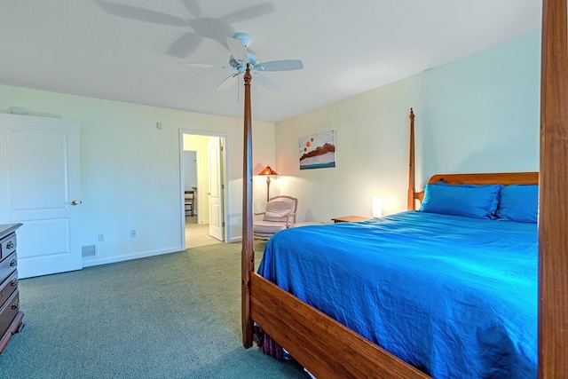 bedroom with carpet flooring and ceiling fan