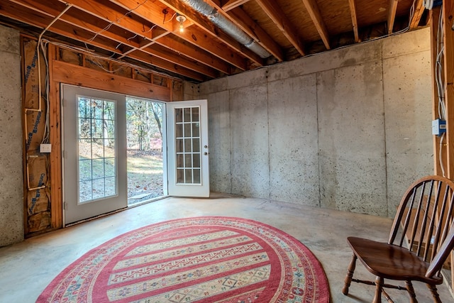 interior space with concrete floors