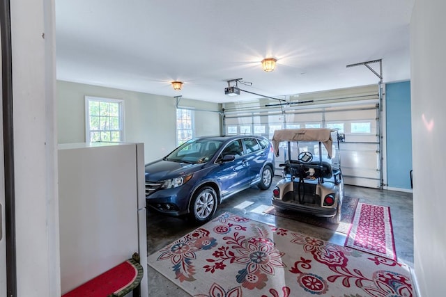 garage with a garage door opener