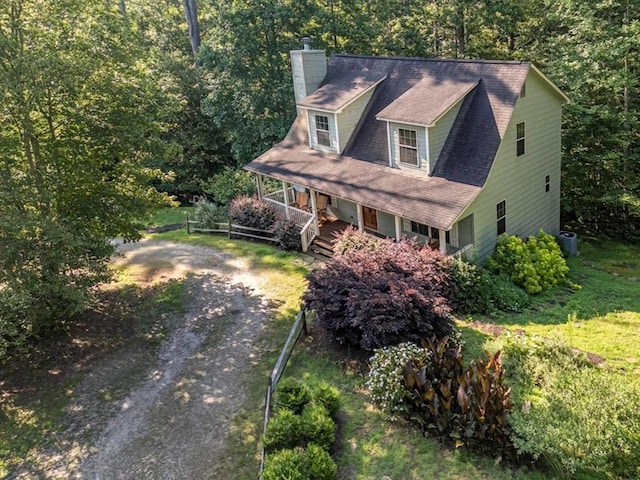 104 E Buck Run, Dahlonega, GA 30533 - view of front of house with covered porch, a chimney, and driveway