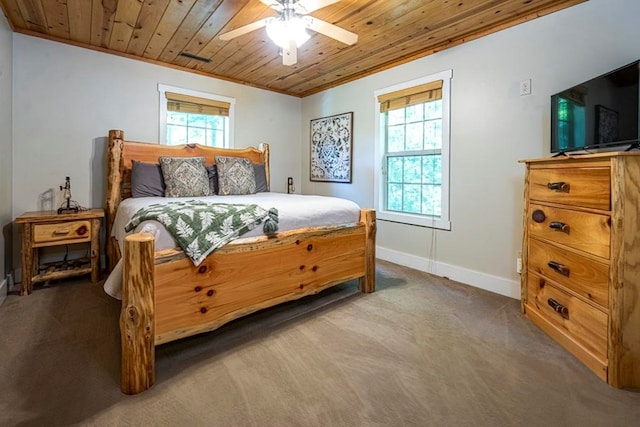 104 E Buck Run, Dahlonega, GA 30533 - bedroom with carpet, wooden ceiling, multiple windows, ornamental molding, and ceiling fan