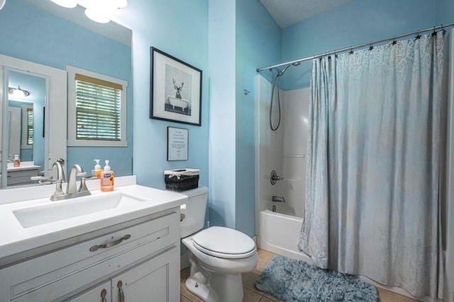 104 E Buck Run, Dahlonega, GA 30533 - bathroom with vanity, shower / bathtub combination with curtain, and tile patterned floors
