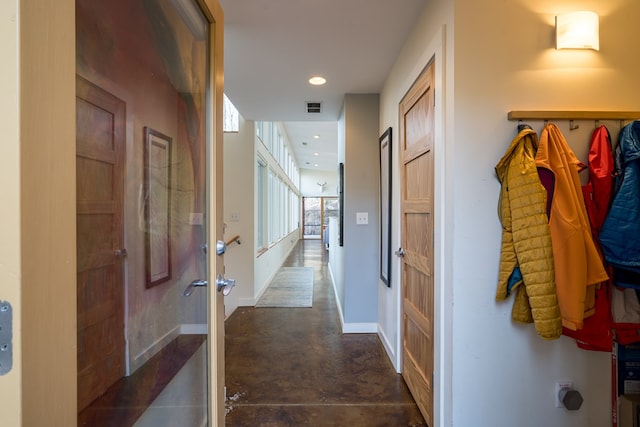 1181 Tickanetley Rd, Ellijay, GA 30536 - hall with concrete flooring and recessed lighting